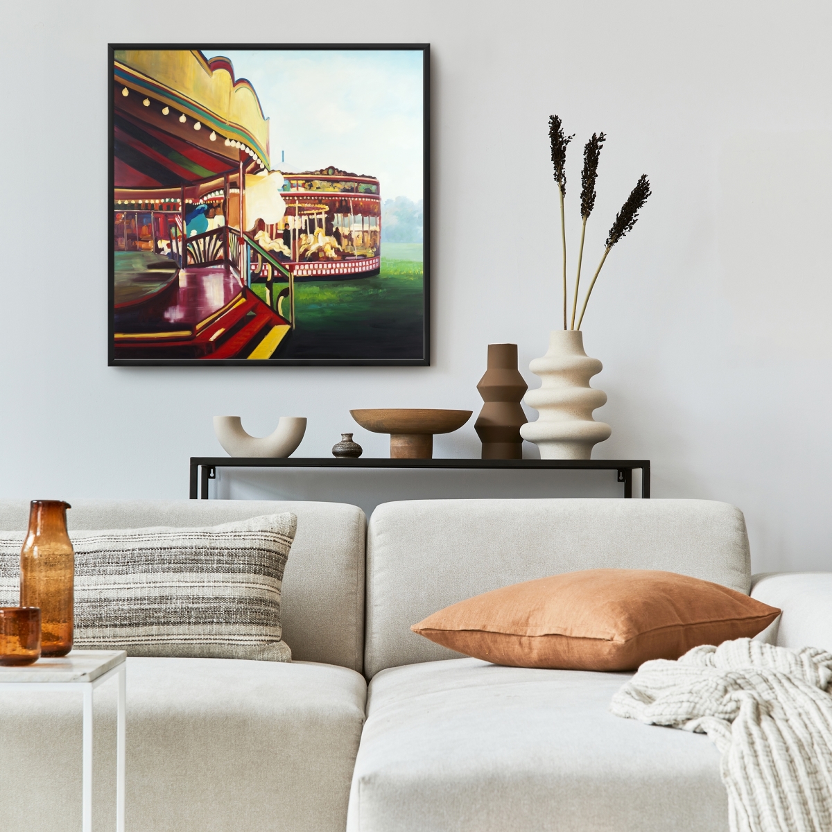 C1FC2424JNTSUE 24 x 24 in. Carousel in a Carnaval - Framed Canvas for Bedroom Decor