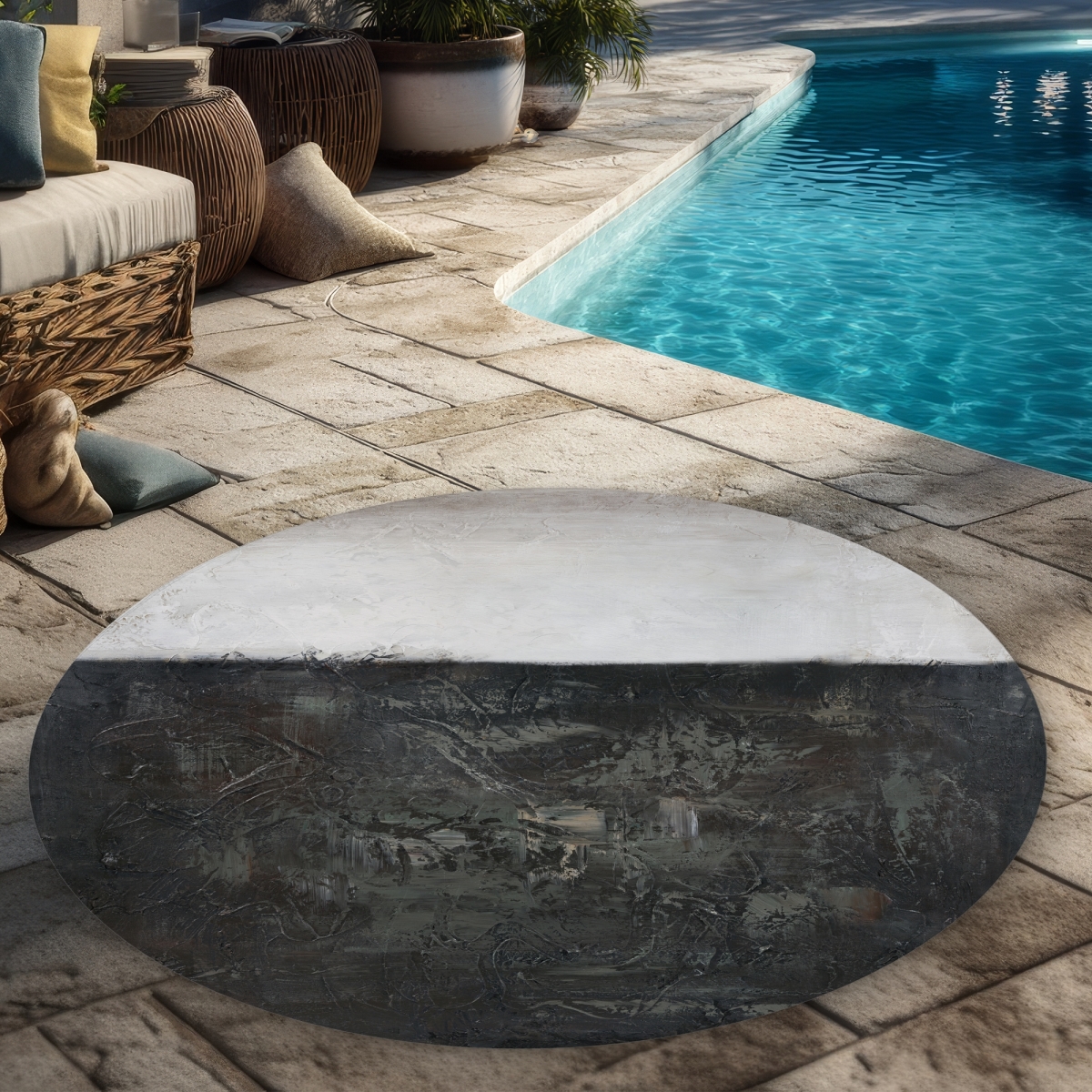 C1COAR55U8QWL9 5 x 5 ft. Abstract Texture - Round Outdoor Rug for Home Decor