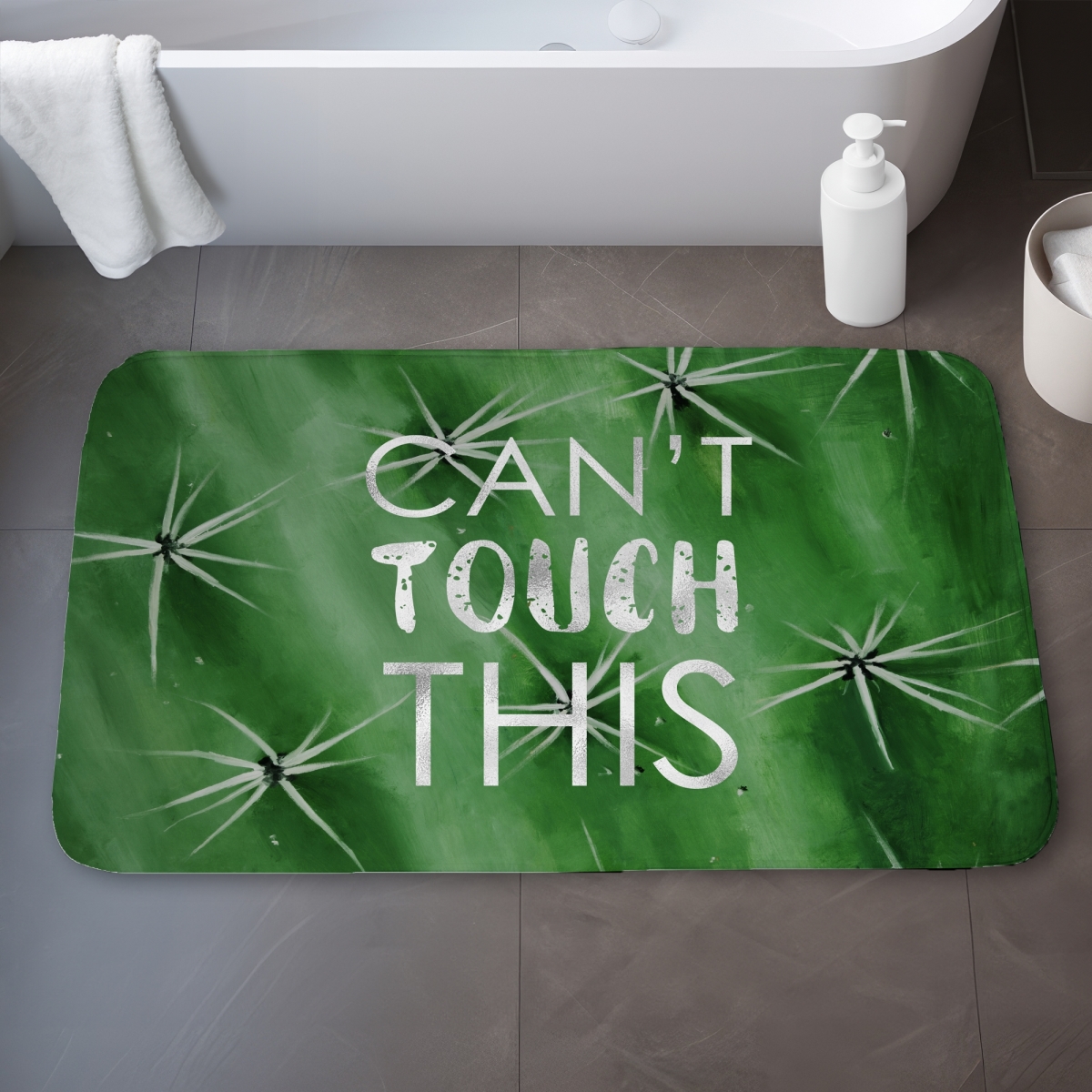C1BM2134F24VFL 21 x 34 in. Can Not Touch This - Office Botanical Bath Mat for Home Decor