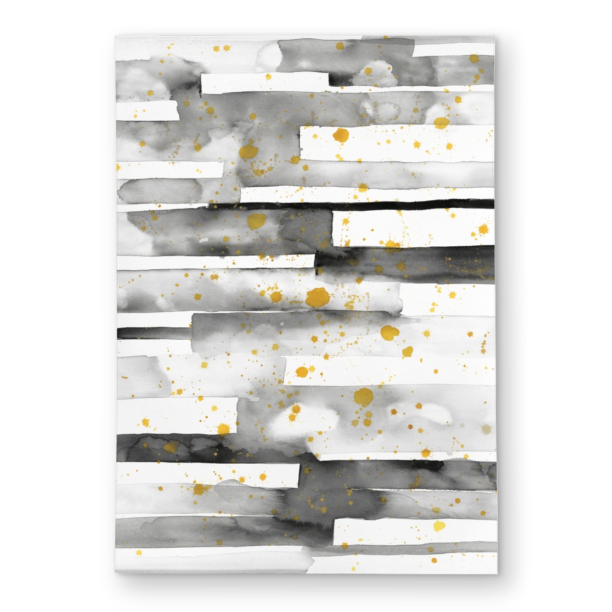 C1ROAR5771KDKK 5 x 7 ft. Black Stripes with Gold Splash - Living Room Outdoor Area Rug - Rectangle