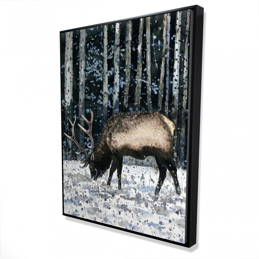 2081-4836-AN489 36 x 48 in. Caribou in the Winter Forest - Brown Landscapes Canvas Art