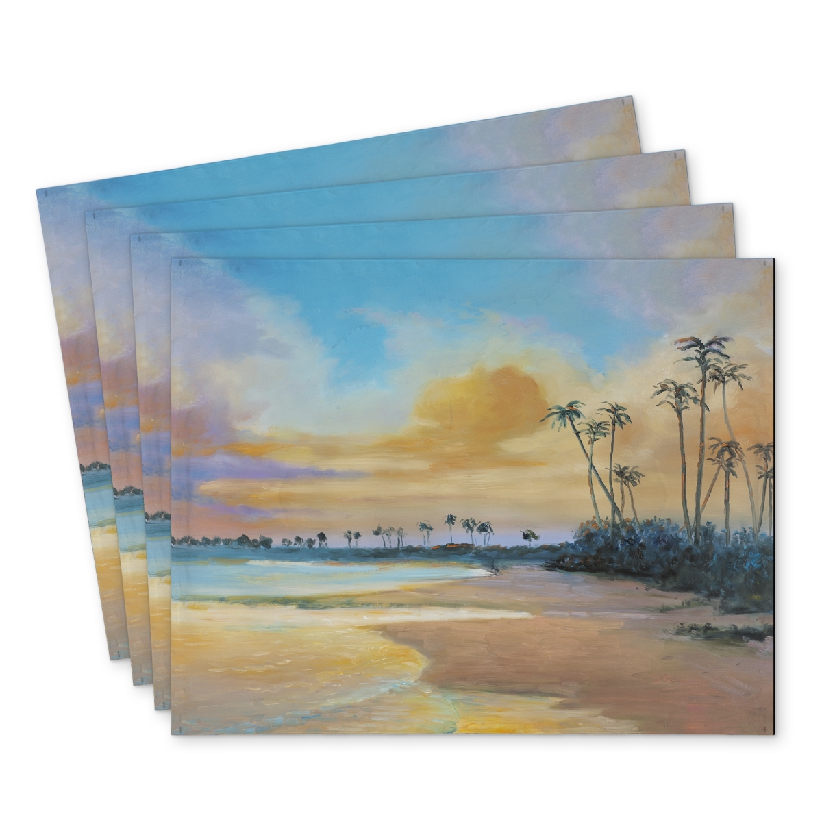 Picture of Begin Home Decor C4PP1418YJ4UKJ 14 x 18 in. Sunset By the Sea - Polyester Placemat for Home Decor - Set of 4