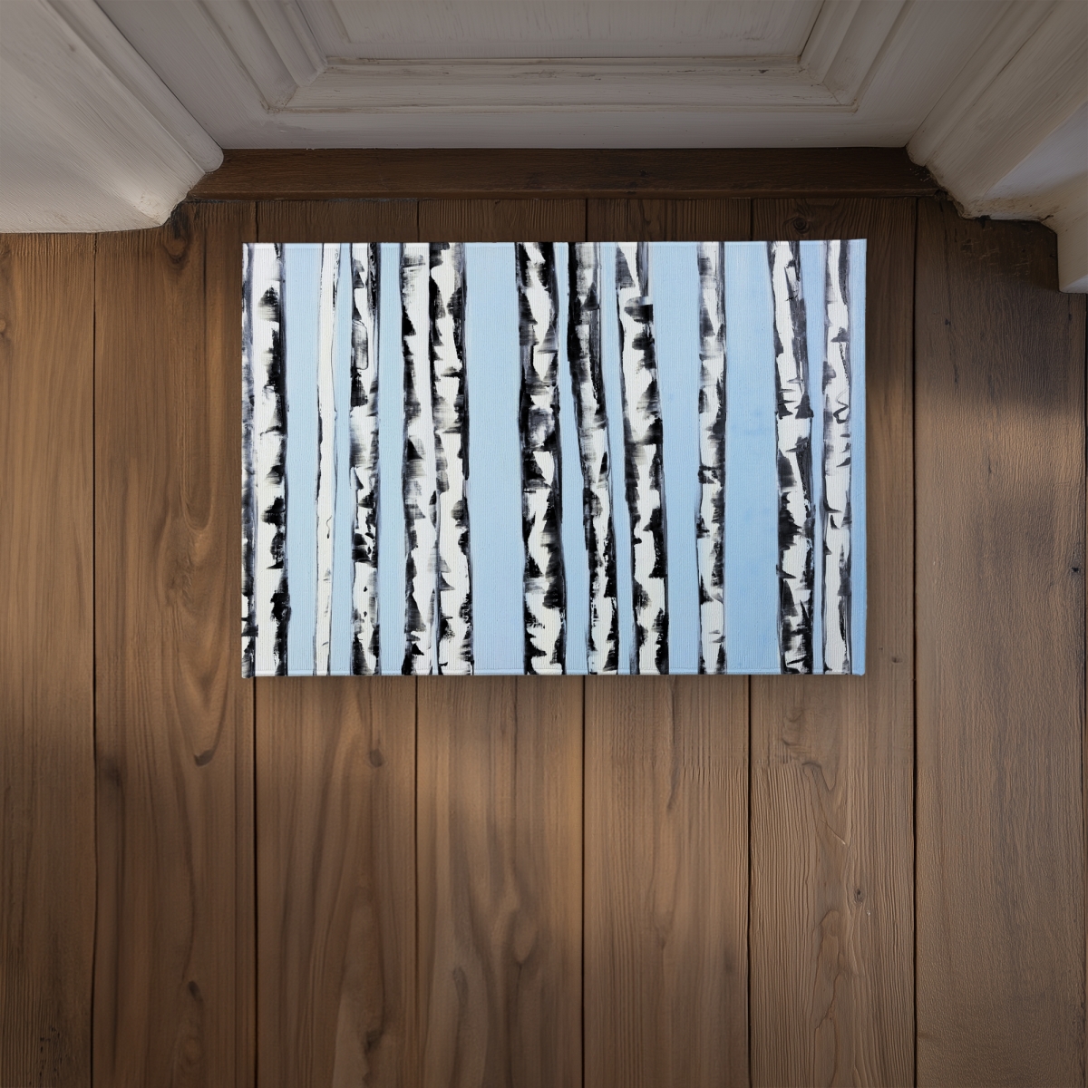 CODM1724SDOMQI 17 x 24 in. Birches on a Blue Background - Modern Landscapes Door Mat