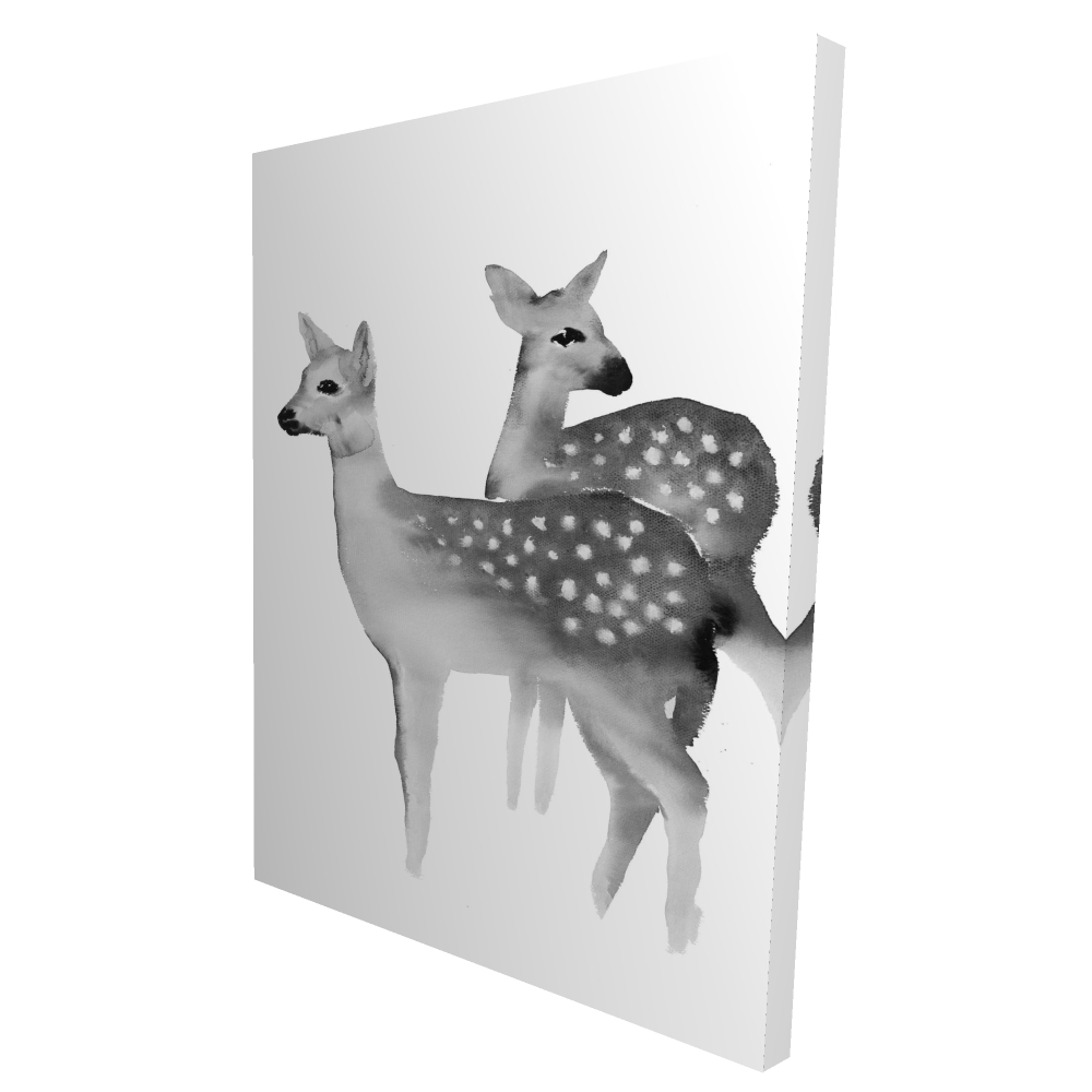 2080-4836-AN453-1 36 x 48 in. Faon Black & White Rustic White Canvas for Home Decor