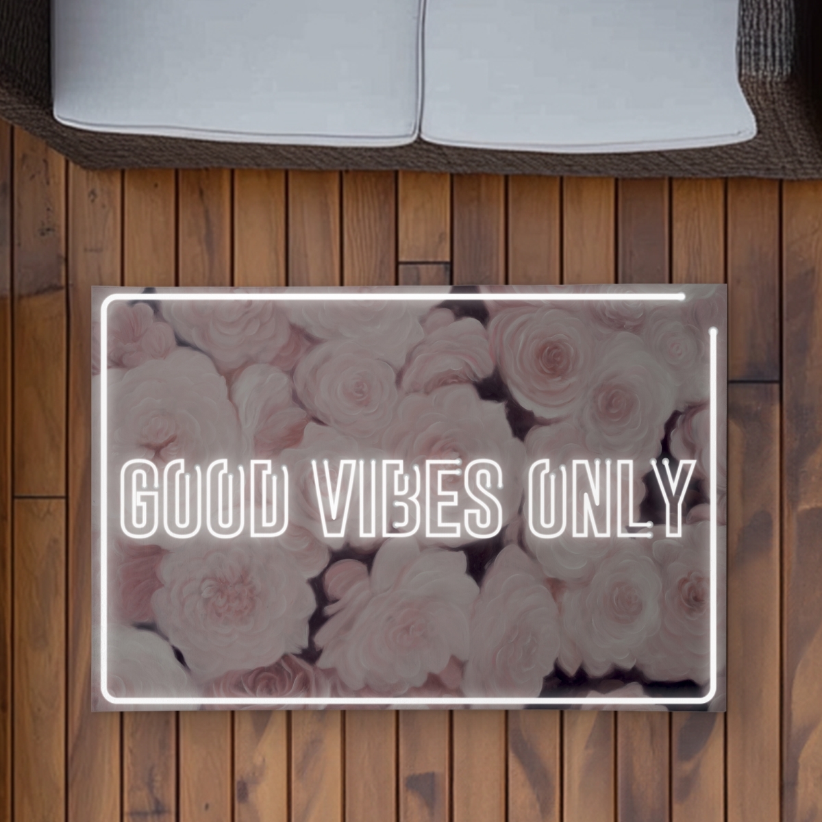 C1ROAR23B54ZAK 2 x 3 ft. Good Vibes Only - Roses Outdoor Area Rug for Home Decor - Rectangle