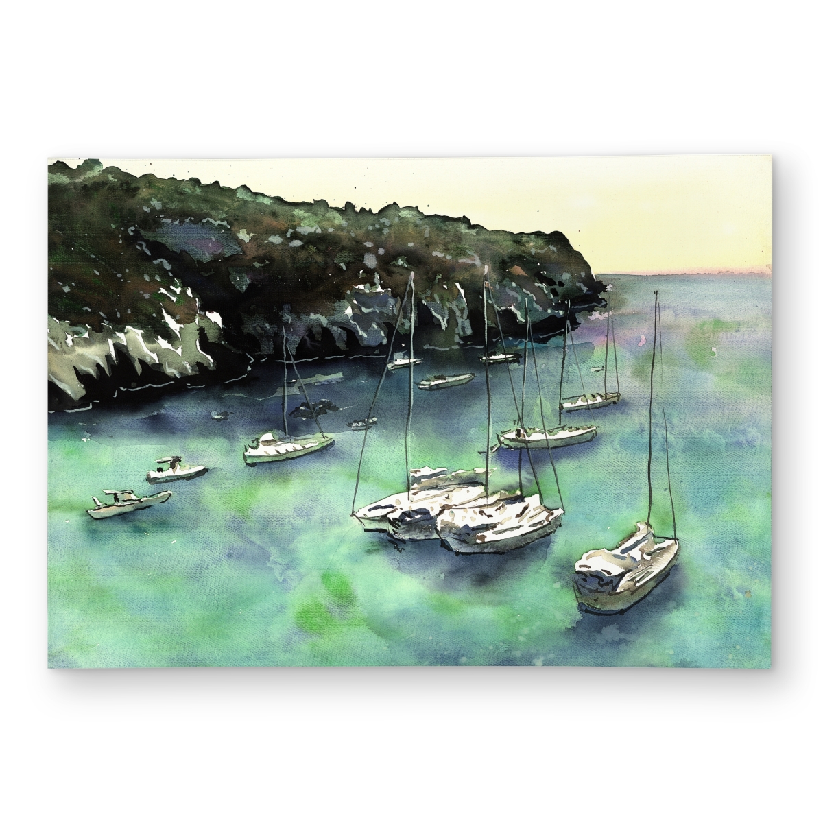 C1ROAR57P1Y1WT 5 x 7 ft. Boats in Cala Macarella - Exotic Outdoor Bathroom Rug - Rectangle