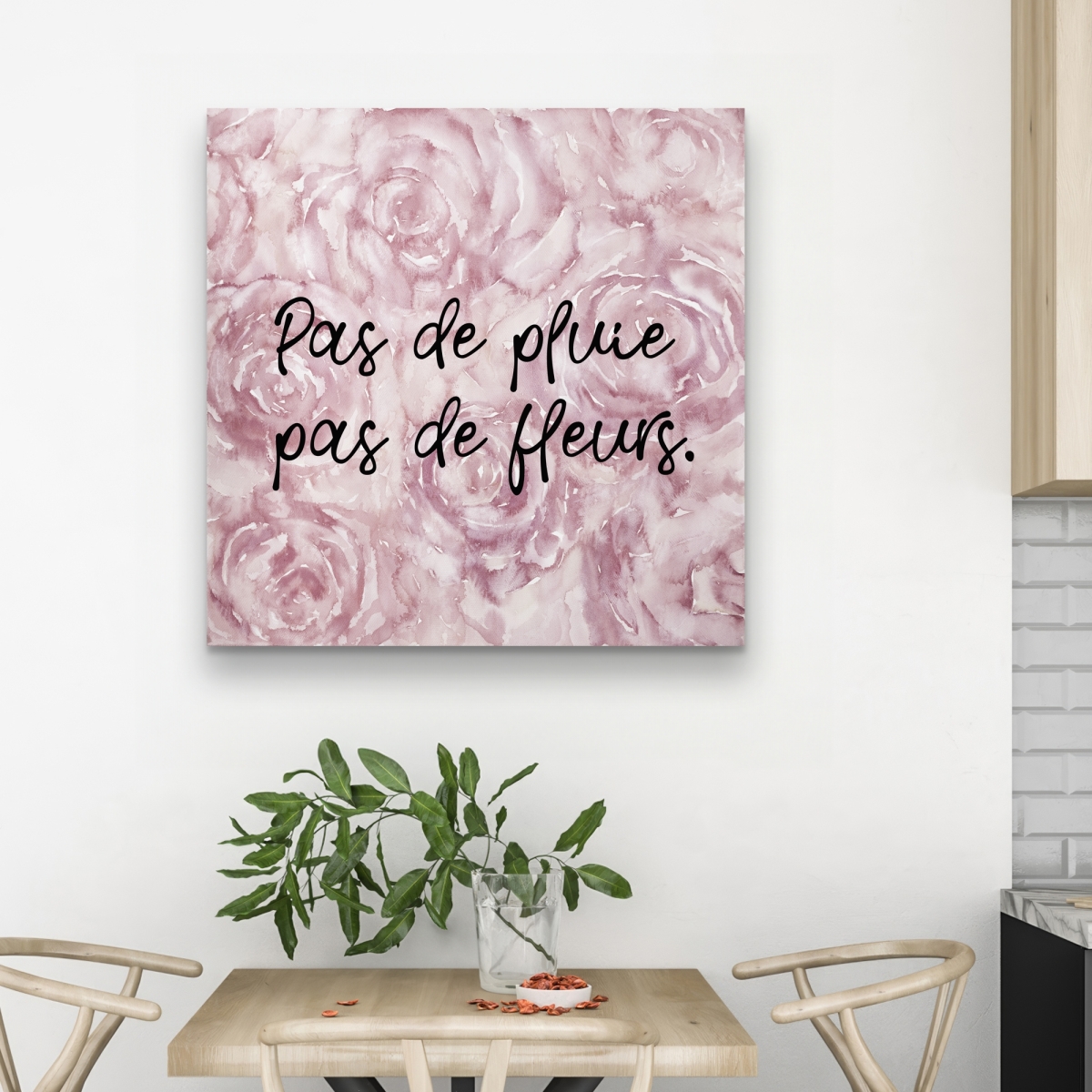 C1RC323210MRD5 32 x 32 in. Pas De Pluie Pas De Fleurs - Pink Motivational Canvas Art