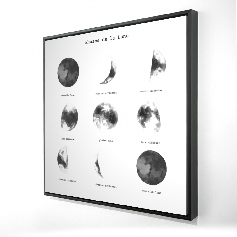 2081-3636-EA13-1 36 x 36 in. Phases of the Moon - Minimalist Astronomy Canvas for Home Decor