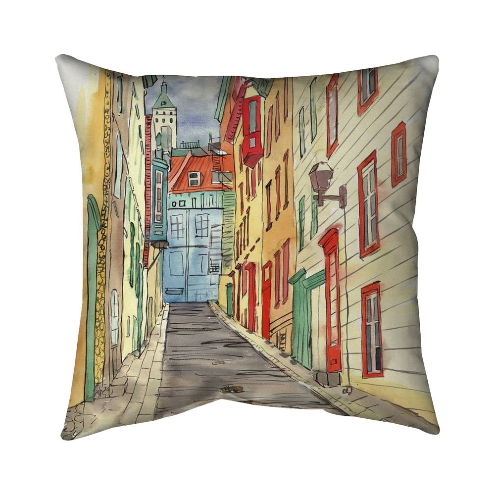 5543-2626-PL2 26 x 26 in. Lane in Le Petit Champlain - Scenic Poly Twill Throw - Home Decor