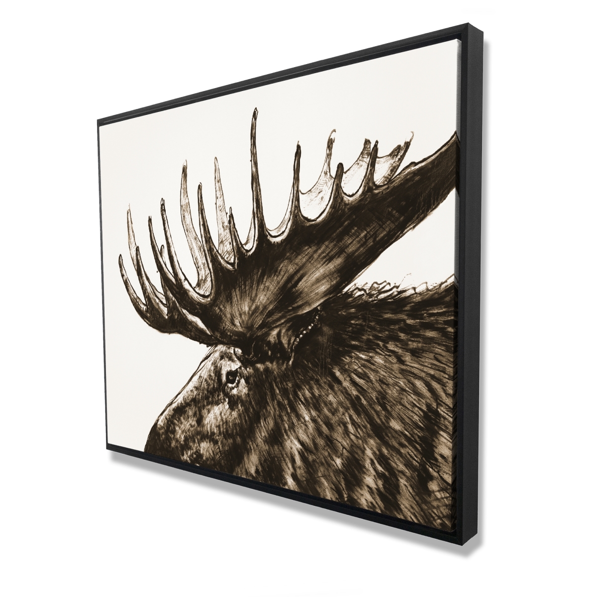 C1FC4860PMU2MF 48 x 60 in. Moose Plume Sepia - Rustic Livingroom Framed Canvas Decor