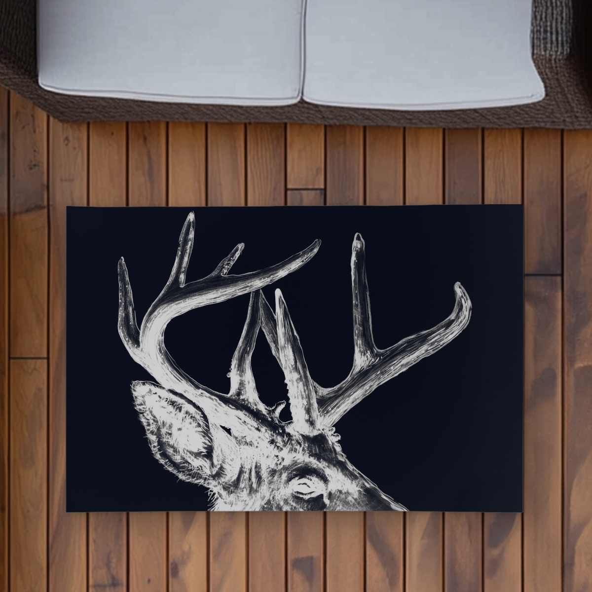 C1ROAR23J4PGL4 2 x 3 ft. Blue Roe Deer Plume - Rustic Outdoor Area Rug for Home Decor - Rectangle