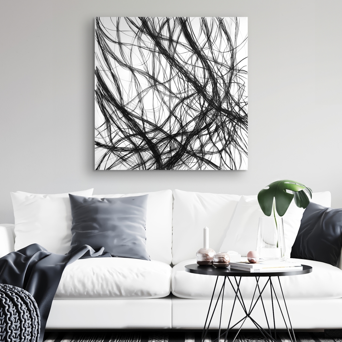 C1RC3232YY344A 32 x 32 in. Connection - Shapes White Canvas for Stylish Home Decor