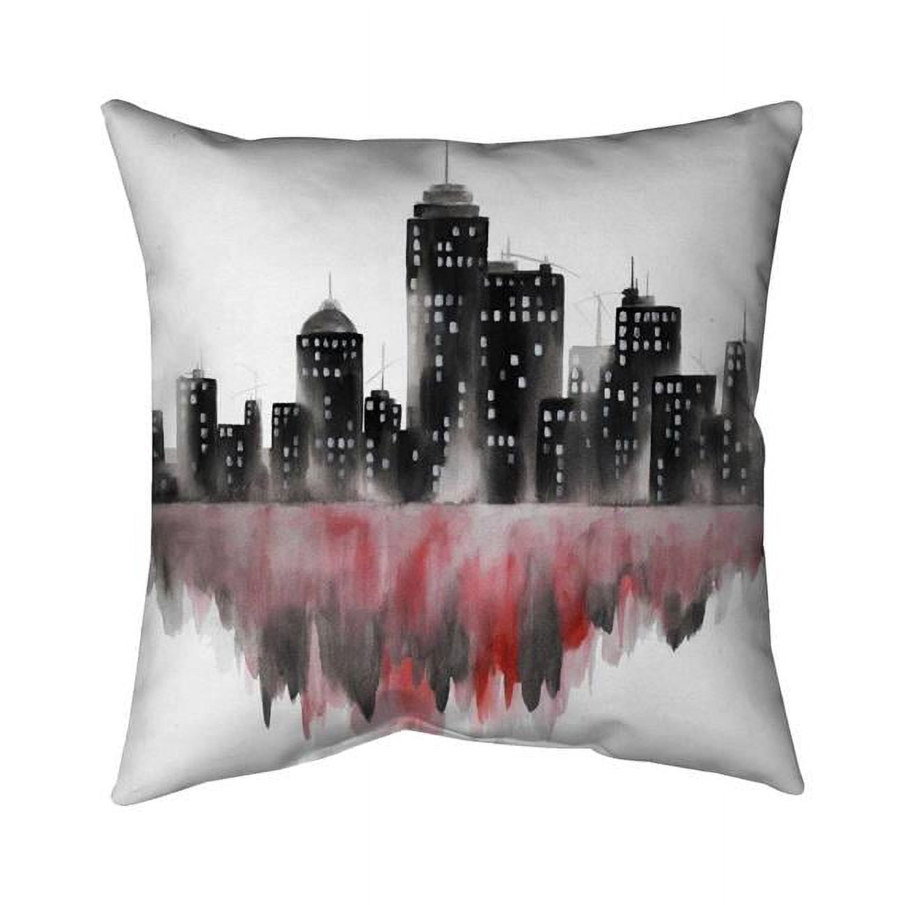20 x 20 in. Red Watercolor Cityscape-Double Sided Print Indoor Pillow