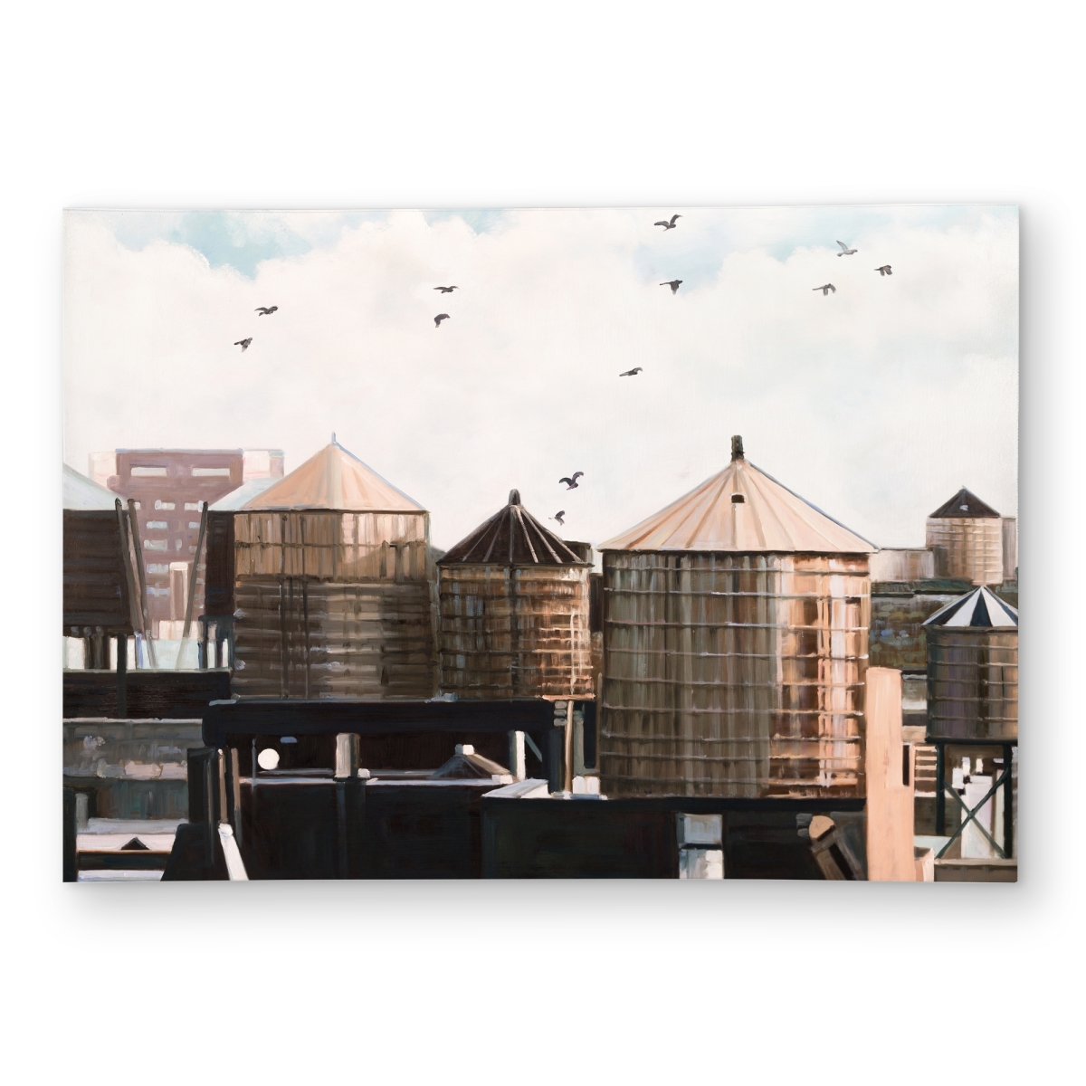 C1ROAR57Y51B00 5 x 7 ft. Water Towers Outdoor Area Rug - Contemporary Cities Home Decor - Rectangle