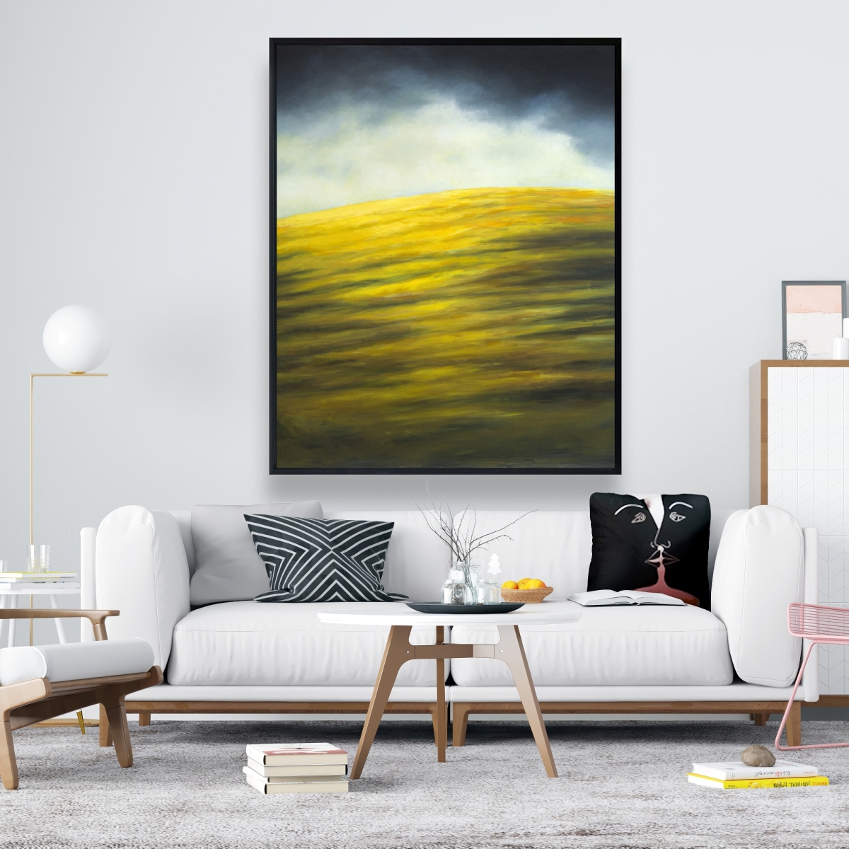 C1FC4860BG1HRX 48 x 60 in. Hillock - Yellow Office Framed Canvas for Home Decor