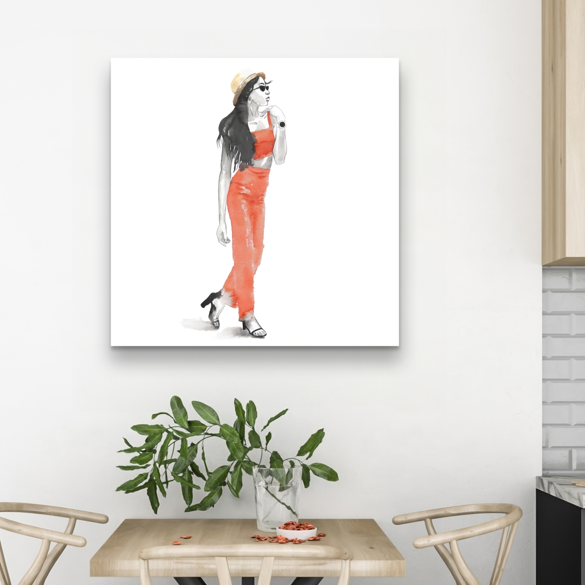 C1RC3232B12849 32 x 32 in. Strike the Pose - Bedroom Illustrative Canvas for Home Decor