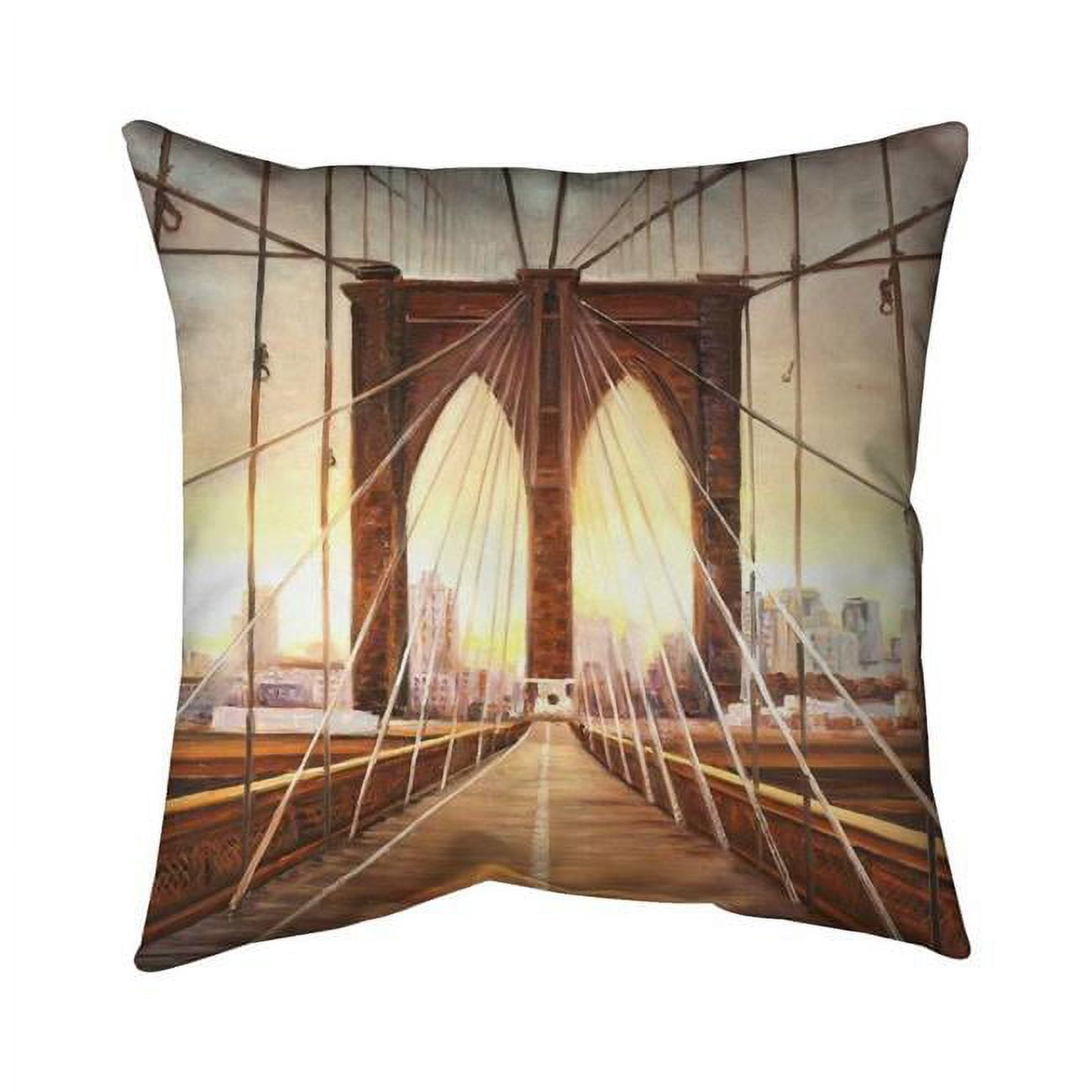 20 x 20 in. Sunset on the Brooklyn Bridge-Double Sided Print Indoor Pillow