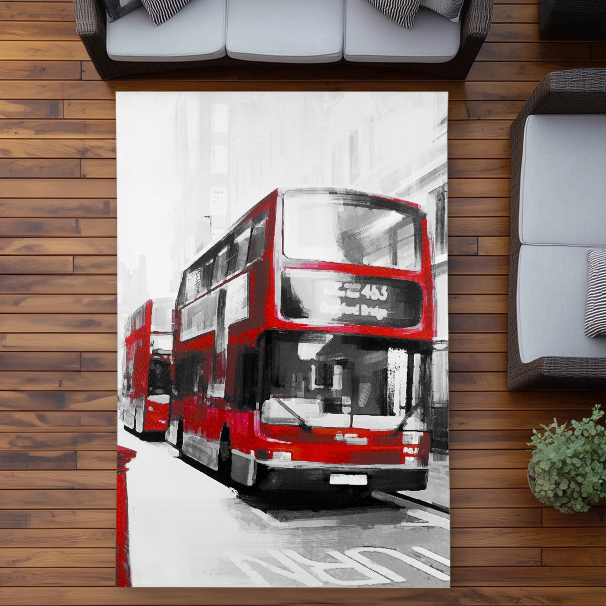 C1ROAR570MFZ4L 5 x 7 ft. Red Bus Londoner Outdoor Area Rug - Stylish Living Room Decor - Rectangle