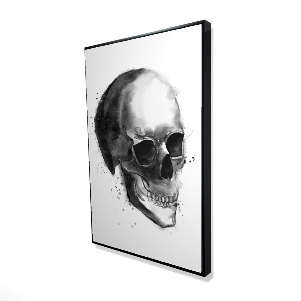 2081-3624-MI86-1 24 x 36 in. Black & White Skull - Framed Canvas for Home Decor