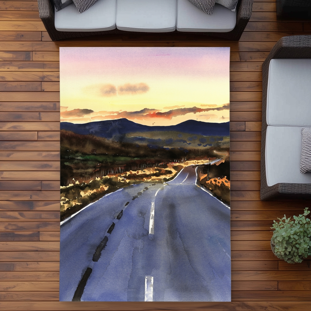 C1ROAR57C7SD3S 5 x 7 ft. On the Road To Scotland - Beige Outdoor Area Rug for Man Cave - Rectangle