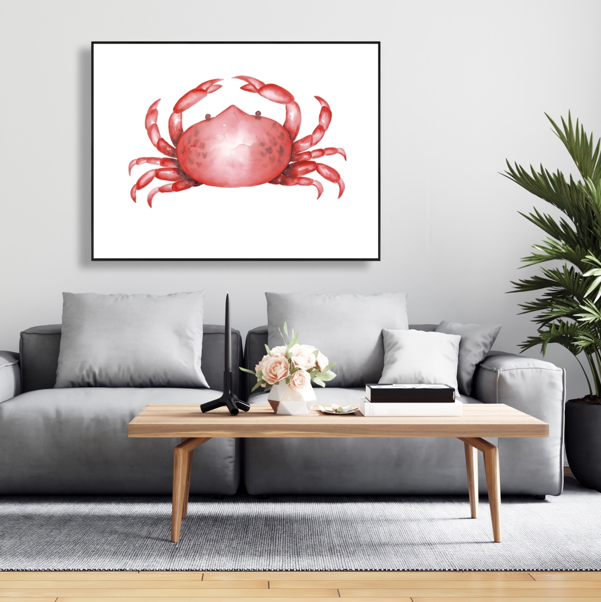 C1FC36482B4FWT 36 x 48 in. Crab - Aquatic Animals Kitchen Framed Canvas Home Decor