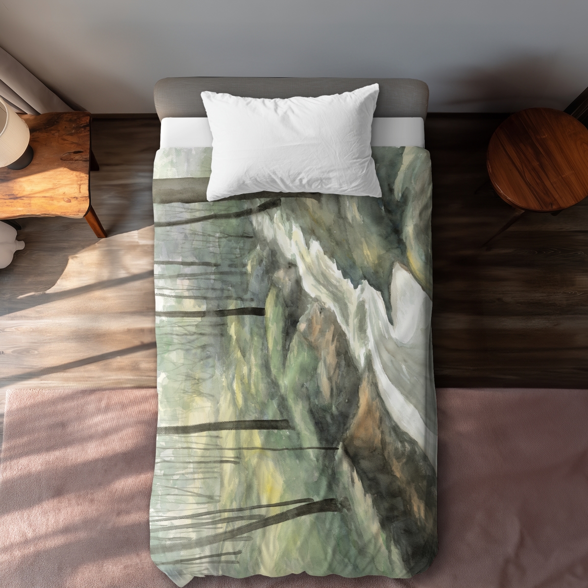 C1DCTXLW1ITEMS Twin Extra Long Waterfall Waves Illustrative Duvet Cover - Home Decor Essentials