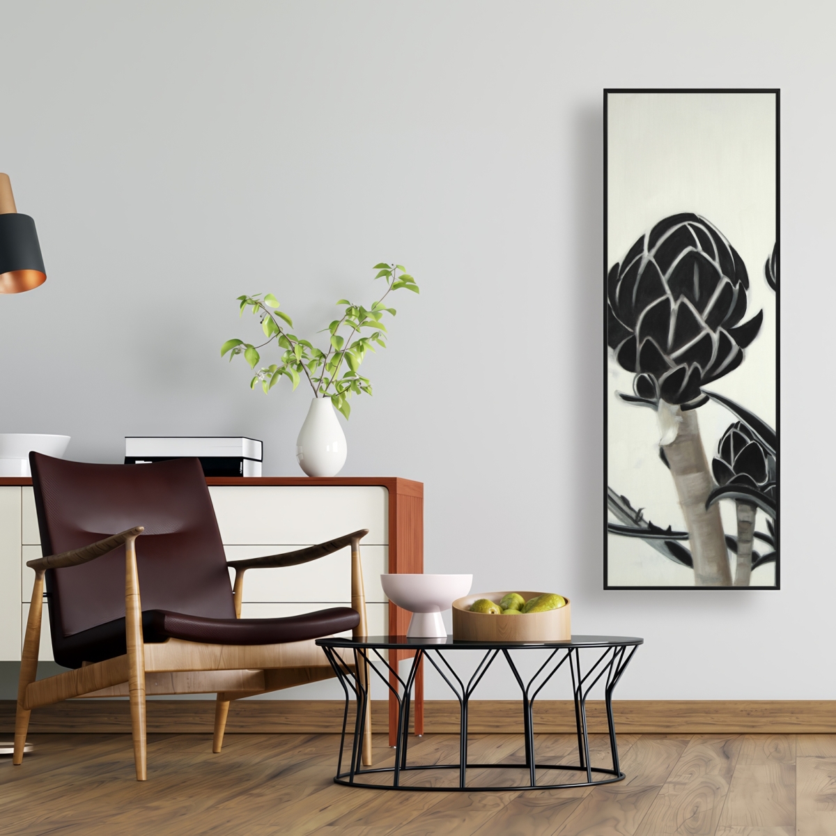 C1FC1648AN7DWM 16 x 48 in. Artichokes Rustic Beige Framed Canvas for Home Decor