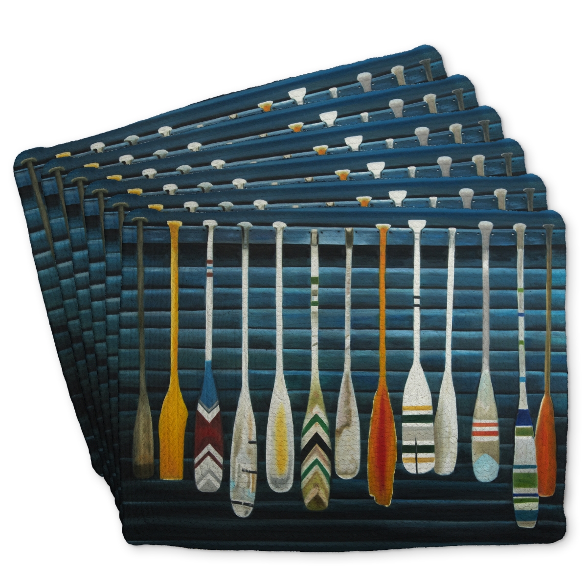 Picture of Begin Home Decor C6BP1418KB6B9P 14 x 18 in. Paddles - Braided Polyester Placemat for Home Decor - Set of 6