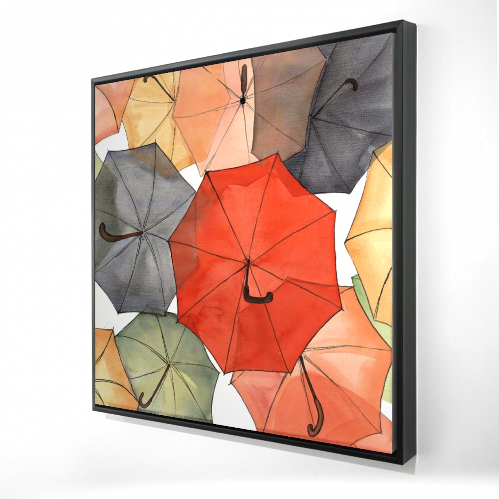 2081-3636-MI109 36 x 36 in. The Umbrellas of Petit Champlain - Framed Canvas Art for Home