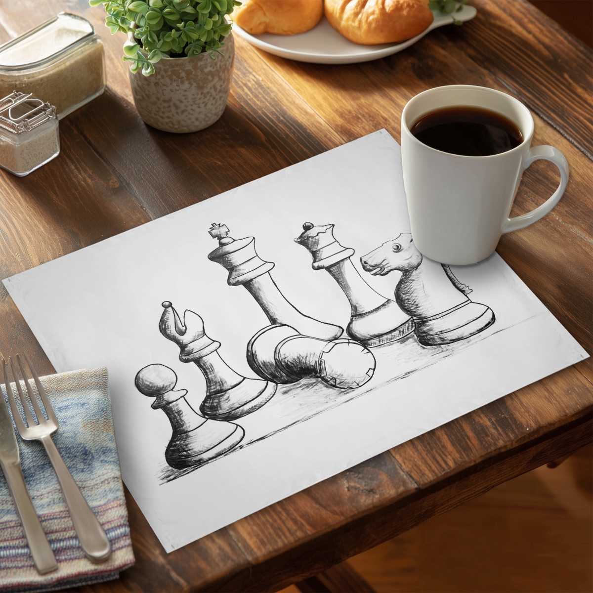 Picture of Begin Home Decor C4PP1418XPPQHI 14 x 18 in. Chess Game Pieces Polyester Placemat - Home Decor Accent - Set of 4