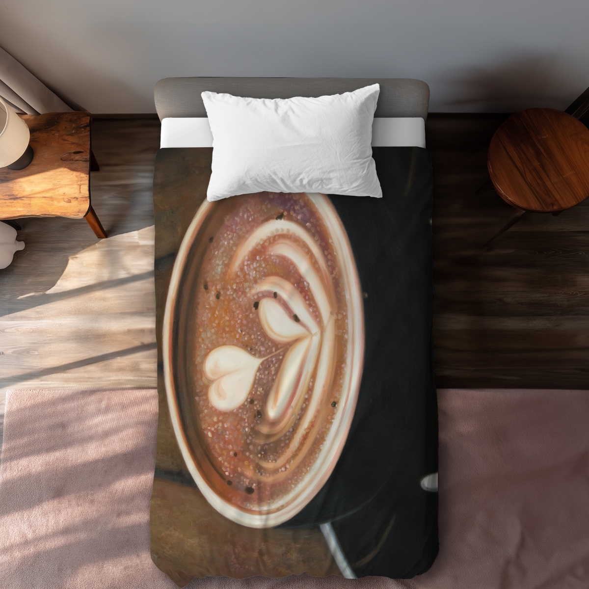 C1DCTXLWPD74EG Twin Extra Long Artistic Cappuccino Brown Rustic Duvet Cover - Home Decor