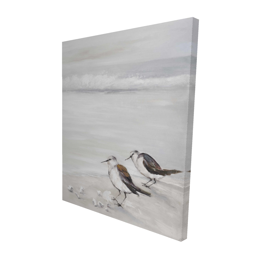 2080-6048-AN97-1 48 x 60 in. Two Sandpipers Birds - Beige Beach Canvas for Home Decor