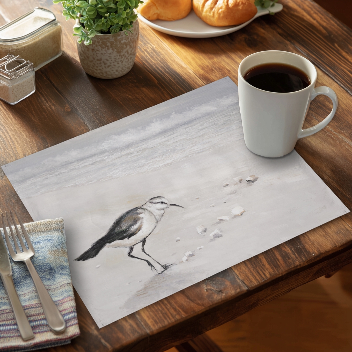 Picture of Begin Home Decor C6PP1418FRV2BZ 14 x 18 in. Semipalmated Sandpiper Polyester Placemat - Home Decor - Set of 6