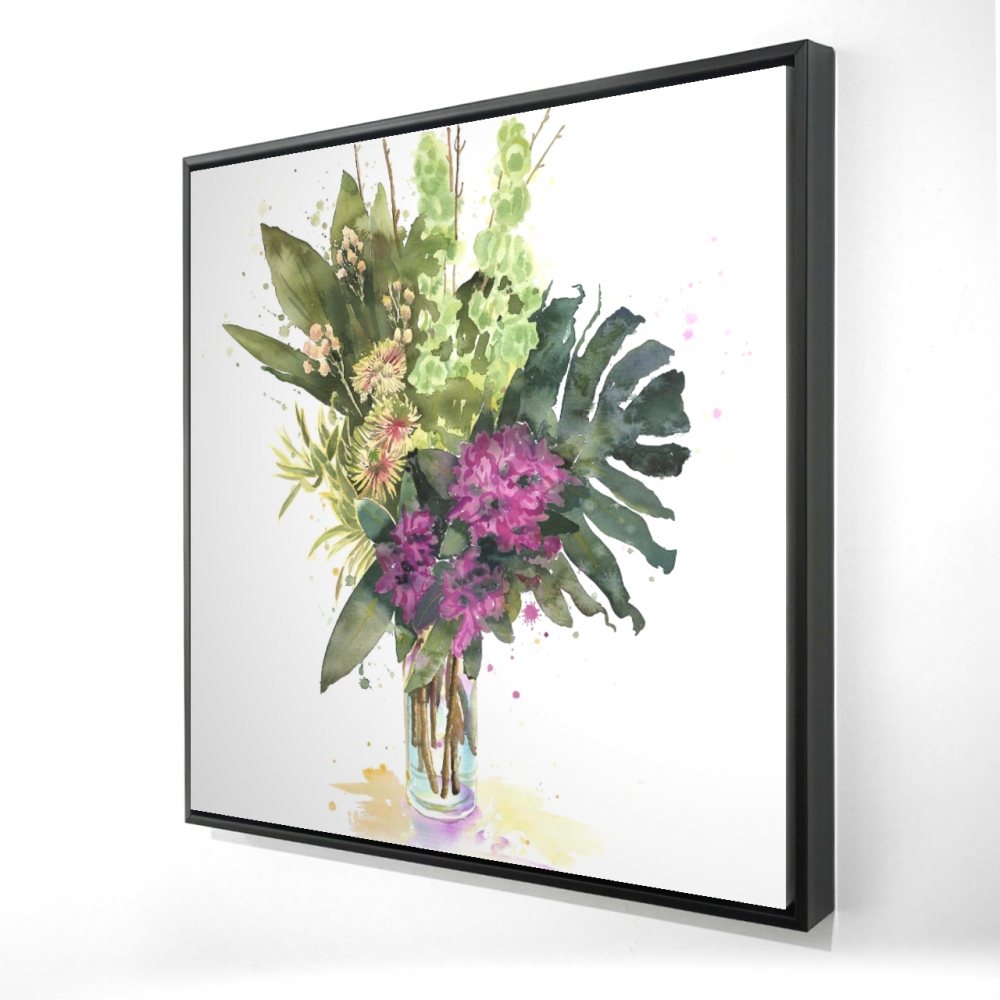 2081-3636-FL344 36 x 36 in. Tropical Flower Assemblage - Framed Canvas for Home Decor