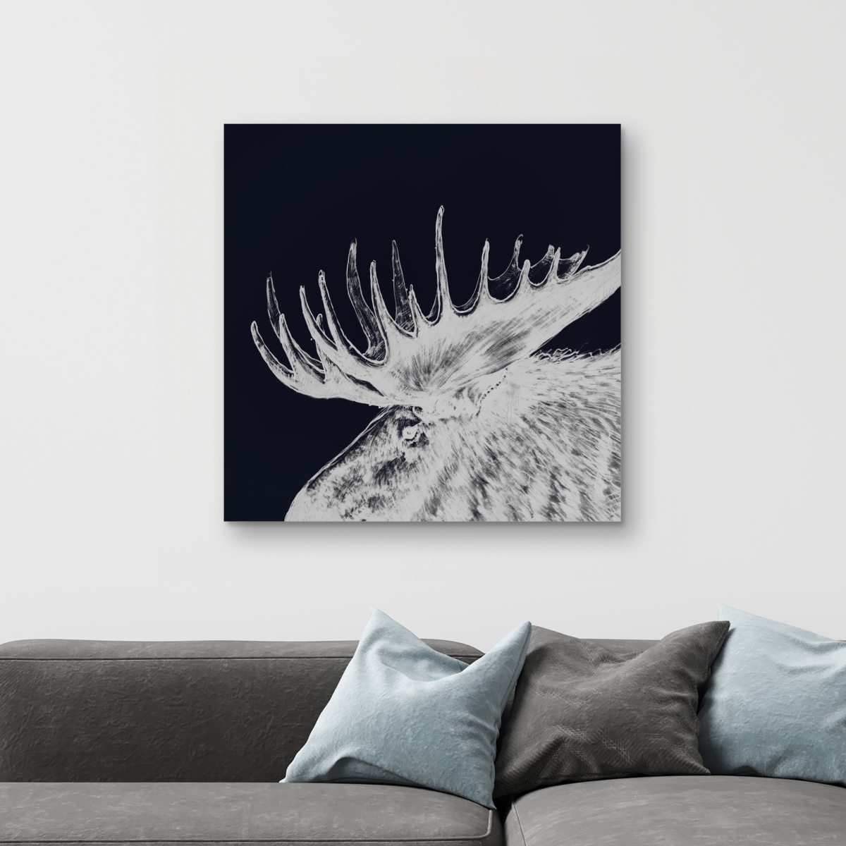 C1RC32320JONYE 32 x 32 in. Big Moose Plume - Rustic Canvas for Man Cave Home Decor