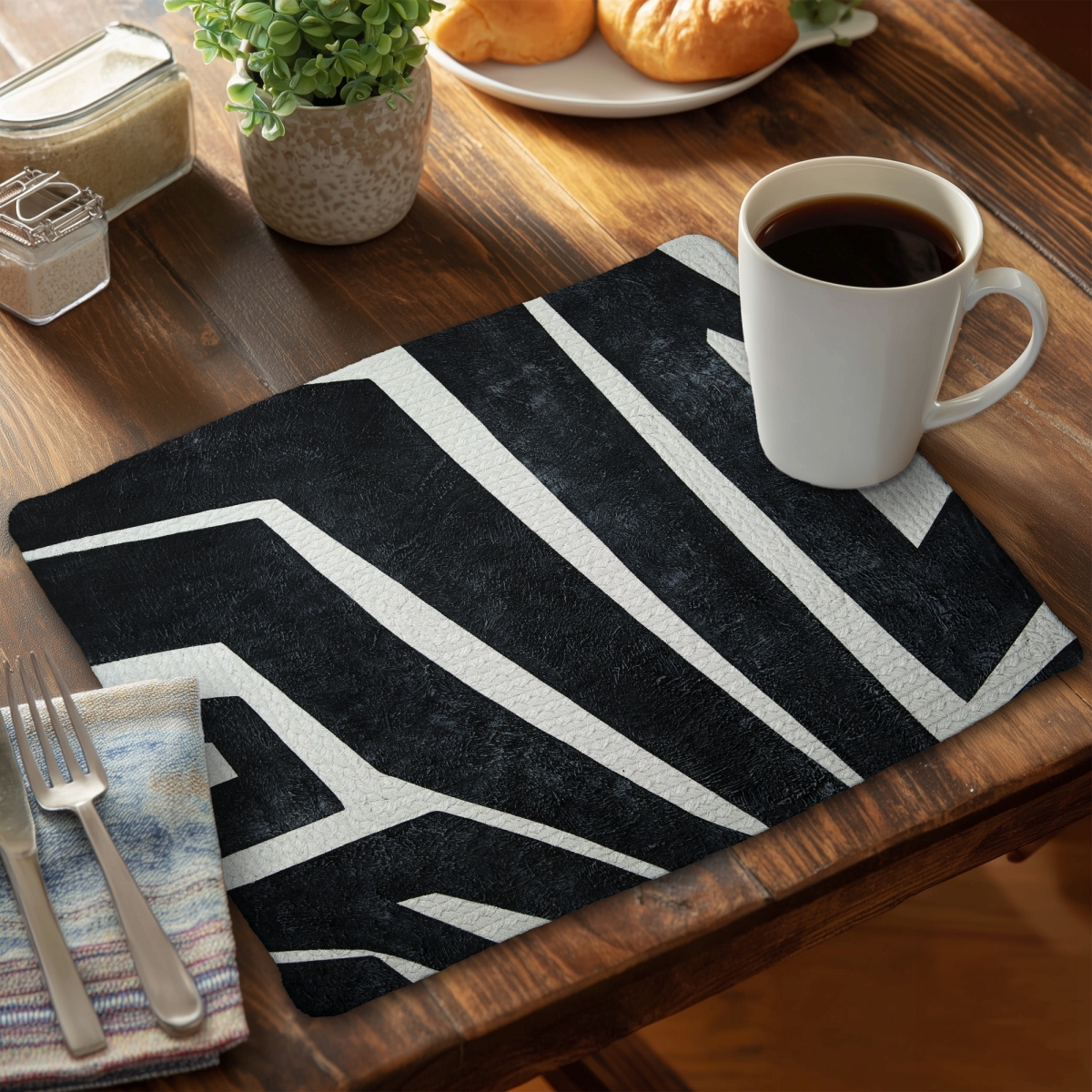 Picture of Begin Home Decor C6BP1418165FGW 14 x 18 in. Labyrinth Braided Polyester Placemats for Stylish Home Decor - Set of 6
