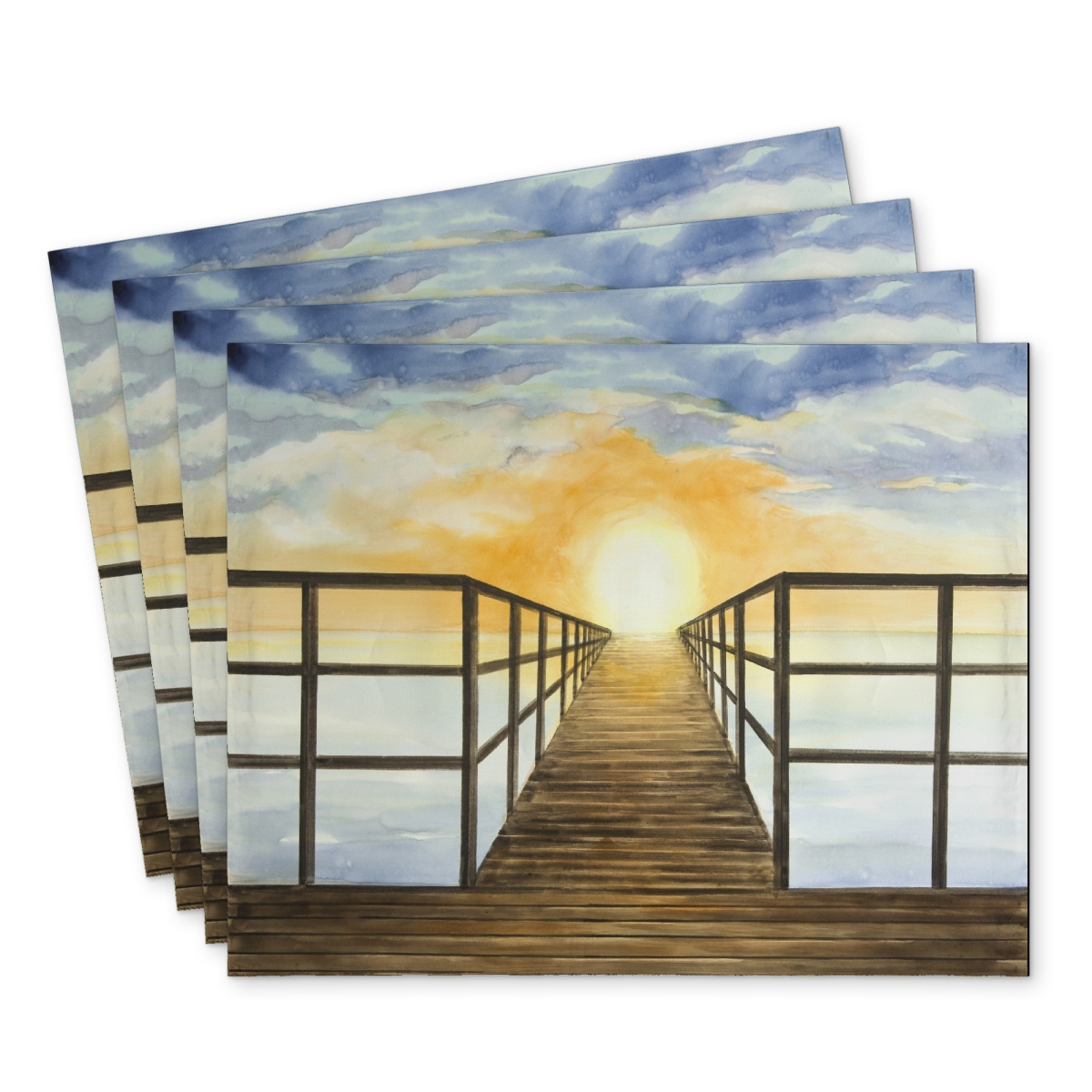 Picture of Begin Home Decor C4PP1418M1MX4V 14 x 18 in. Sunset in the Sea Polyester Placemat - Home Decor Accent - Set of 4