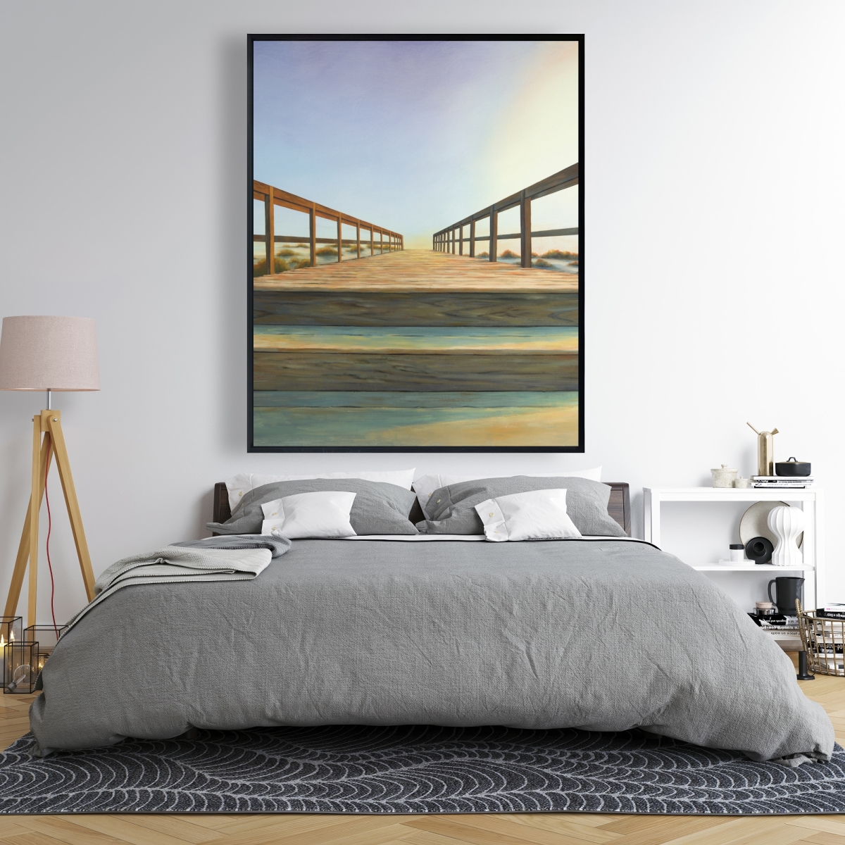 C1FC4860FHSAUC 48 x 60 in. Footbridge - Blue Landscapes Framed Canvas - Home Decor Art