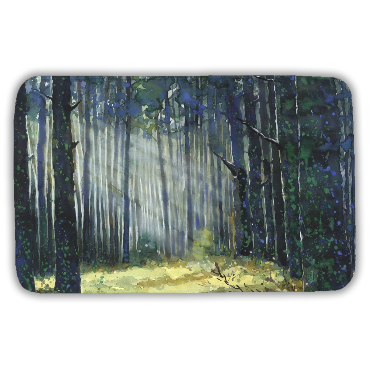 C1BM21344PBYBF 21 x 34 in. Glow Trees Blue Bath Mat - Stylish Home Decor Accessory