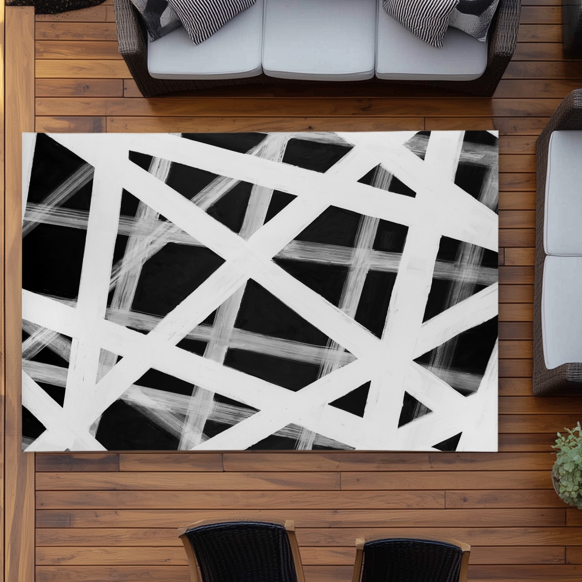 C1ROAR57MMCUYD 5 x 7 ft. Geometric Stripes Outdoor Rug - Man Cave Home Decor - Rectangle