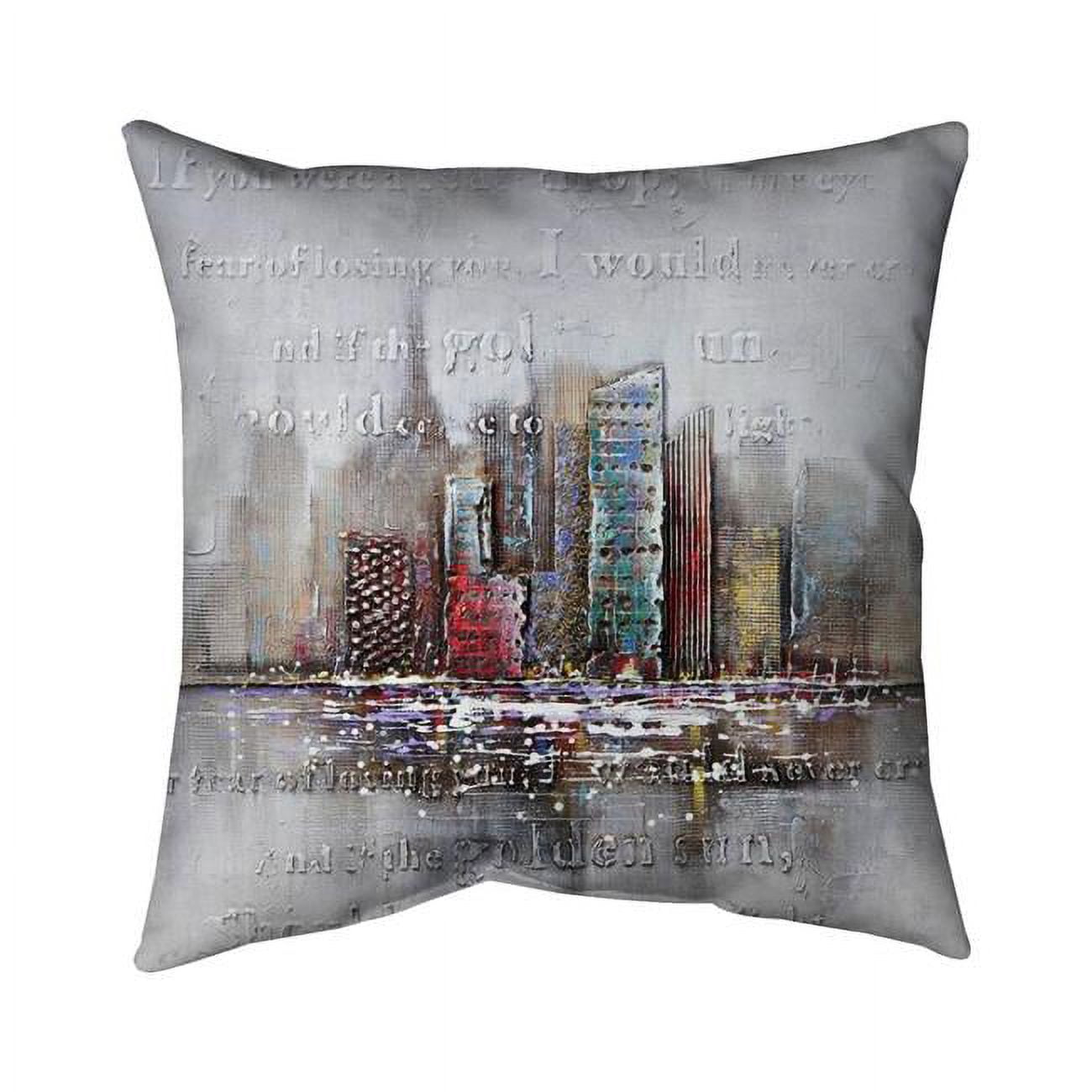 20 x 20 in. Cityscape with Typography In Relief-Double Sided Print Indoor Pillow