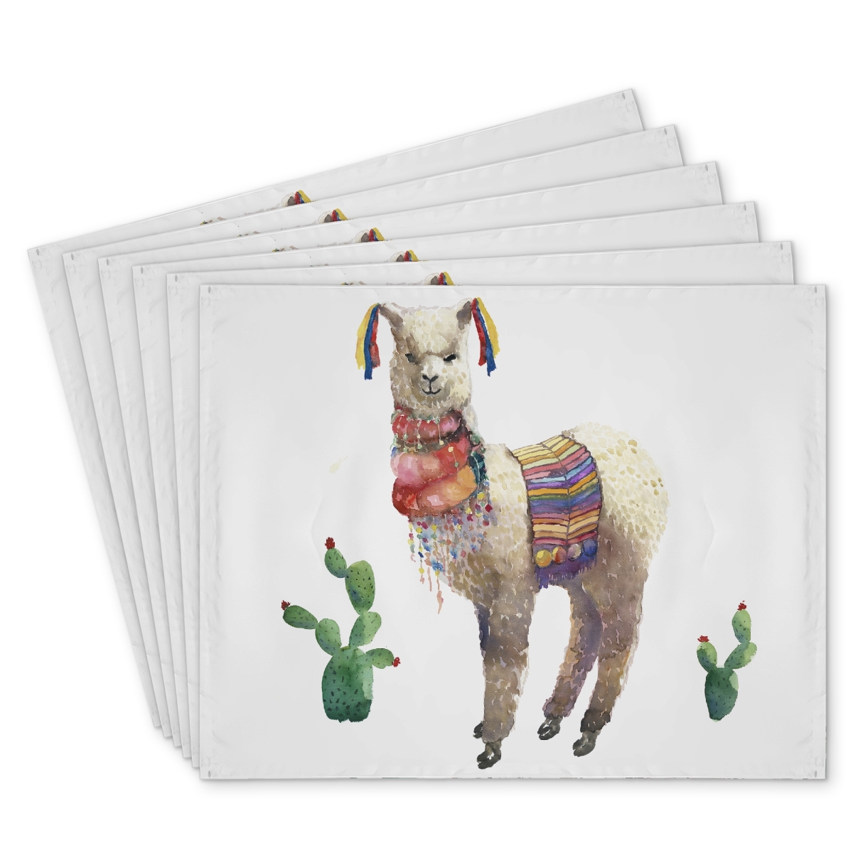 Picture of Begin Home Decor C6PP141819971L 14 x 18 in. Lama Parade Polyester Placemat - Stylish Home Decor Accent - Set of 6
