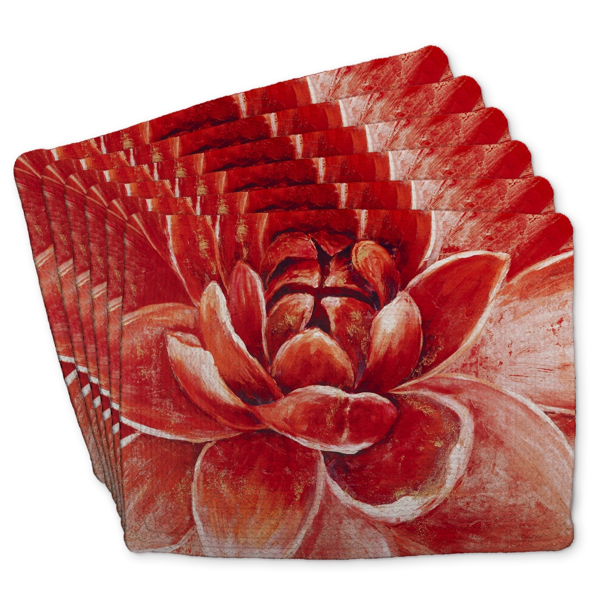 Picture of Begin Home Decor C6BP14186S7GHU 14 x 18 in. Red Chrysanthemum Braided Polyester Placemat for Home Decor - Set of 6