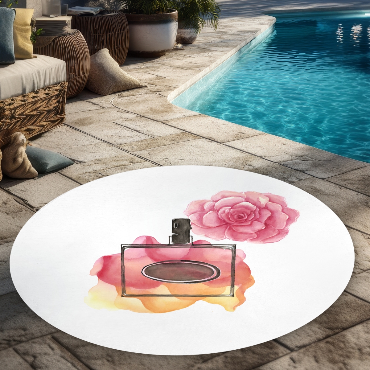 C1COAR5562AUCW 5 x 5 ft. Sweet Fragrance Romantic Orange Round Outdoor Area Rug - Decor