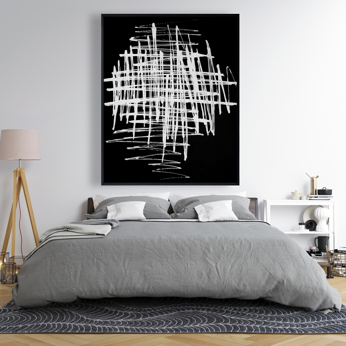 C1FC4860PMDFTS 48 x 60 in. Contrast - Abstract Minimalist Framed Canvas for Home Decor