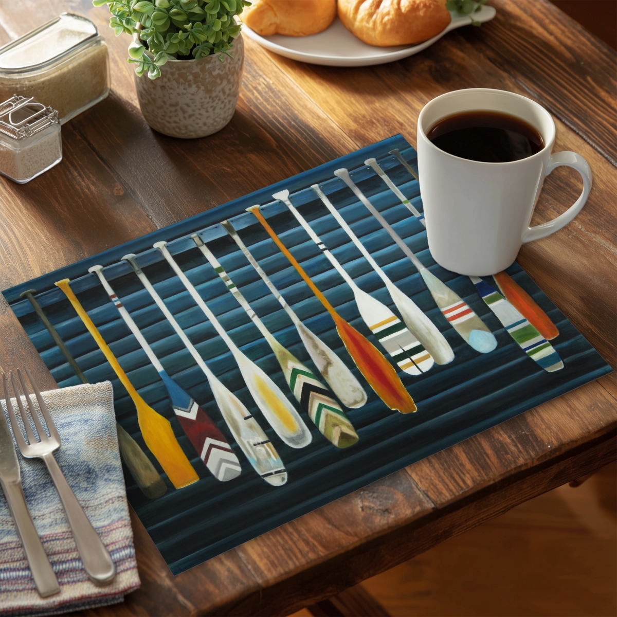 Picture of Begin Home Decor C4PP1418S6ACZ2 14 x 18 in. Paddles Polyester Placemats for Stylish Home Decor - Set of 4