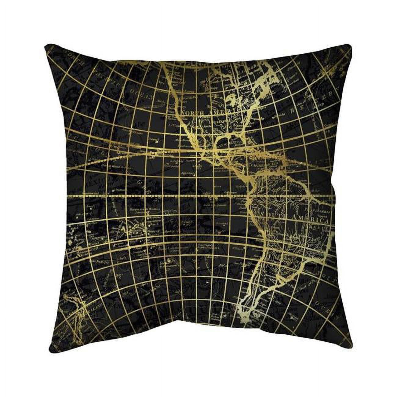 20 x 20 in. Black & Marine World Map Globe-Double Sided Print Indoor Pillow