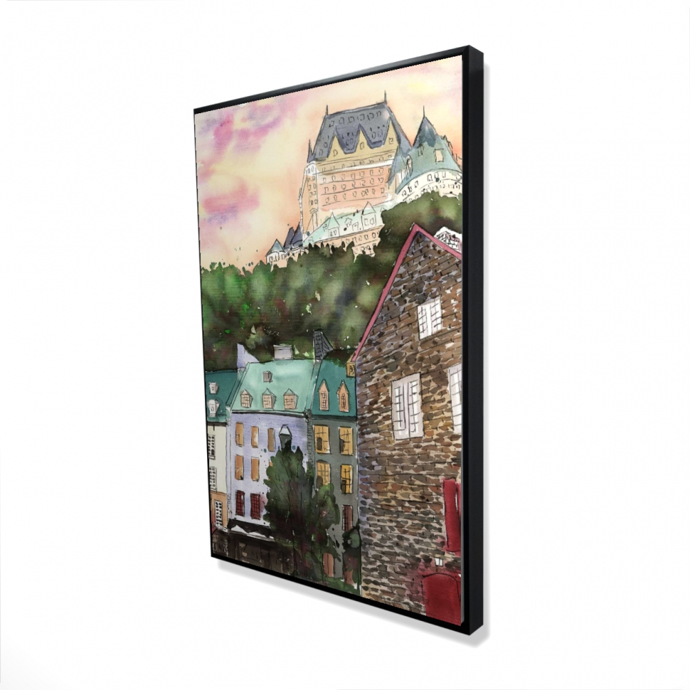 2081-3624-PL1 24 x 36 in. Chateau Frontenac Scenic Framed Canvas - Petit Champlain Decor