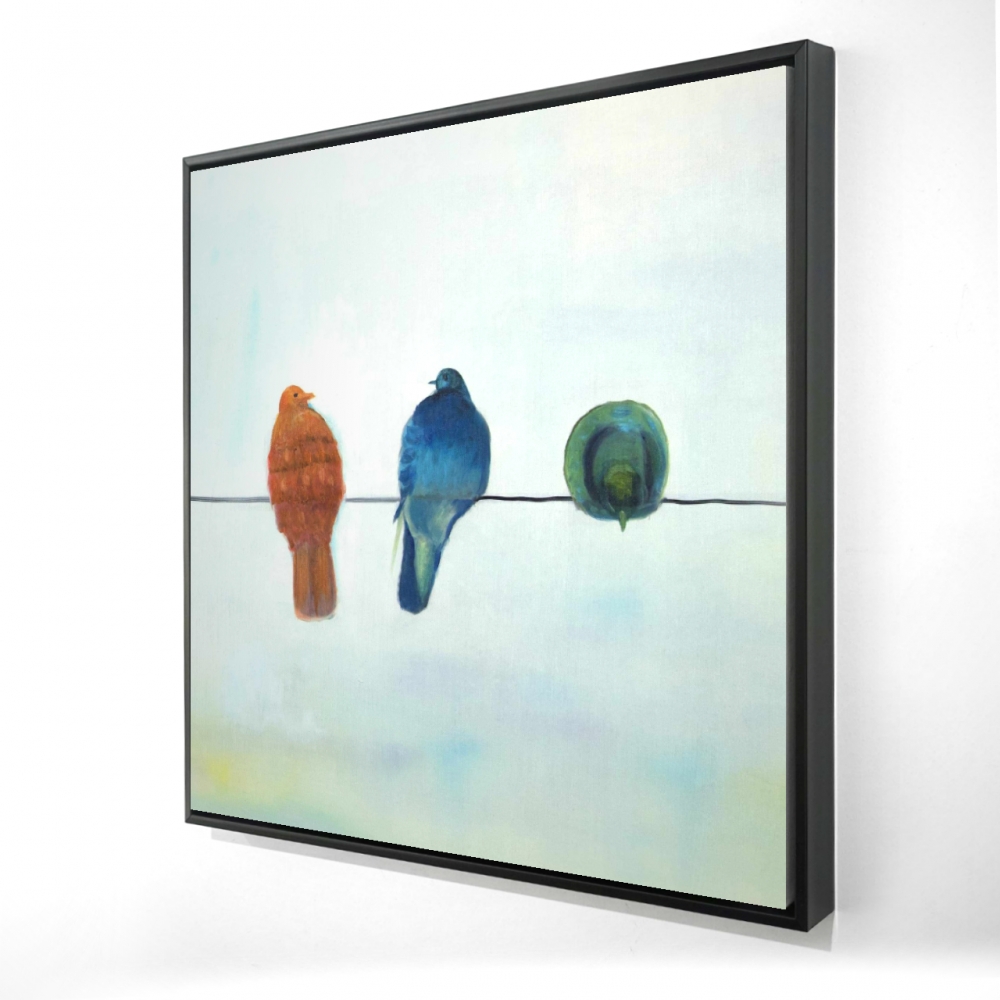 2081-3636-AN481 36 x 36 in. Perched Abstract Birds - Feathers Animals Framed Canvas Decor