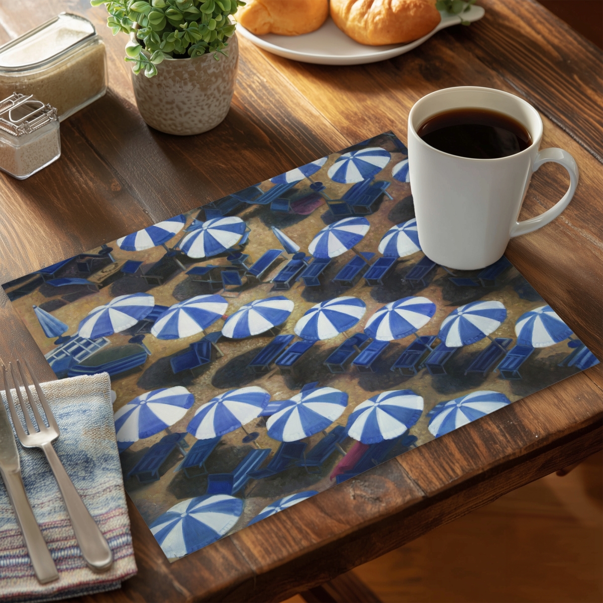 Picture of Begin Home Decor C4PP14186S2AOE 14 x 18 in. Beach Umbrellas - Stylish Polyester Placemats for Home Decor - Set of 4